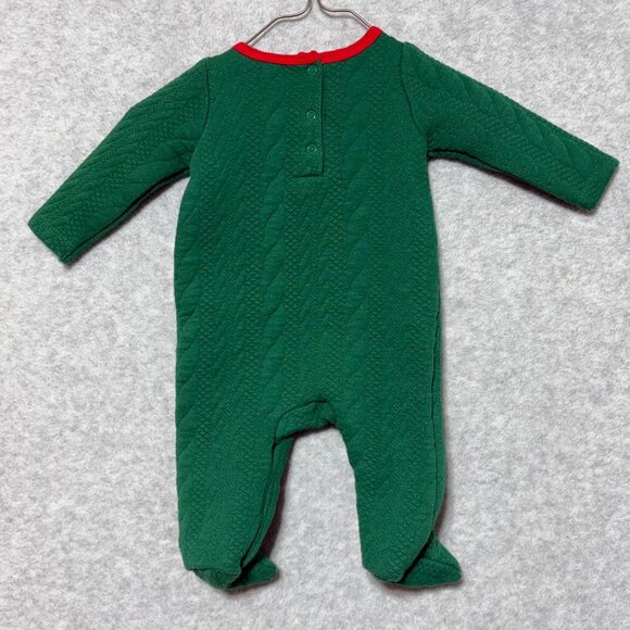 Baby Starters Infant 3 Months Santa Footies Green Long Sleeve Christmas Coverall - Picture 2 of 5